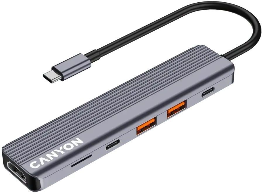 USB-хаб Canyon DS-17 6in1 4k USB-C Grey (CNS-TDS17) фото4