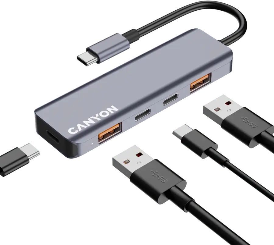 USB-хаб Canyon DS-18 5in1 USB-C Grey (CNS-TDS18) фото4