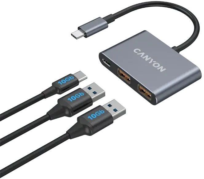 USB-хаб Canyon DS-3 3in1 USB-C Dark Grey (CNS-TDS3) фото4