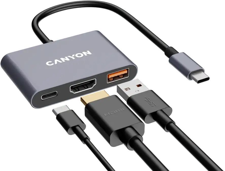 USB-хаб Canyon DS-4 3in1 USB-C Grey (CNS-TDS4) фото3