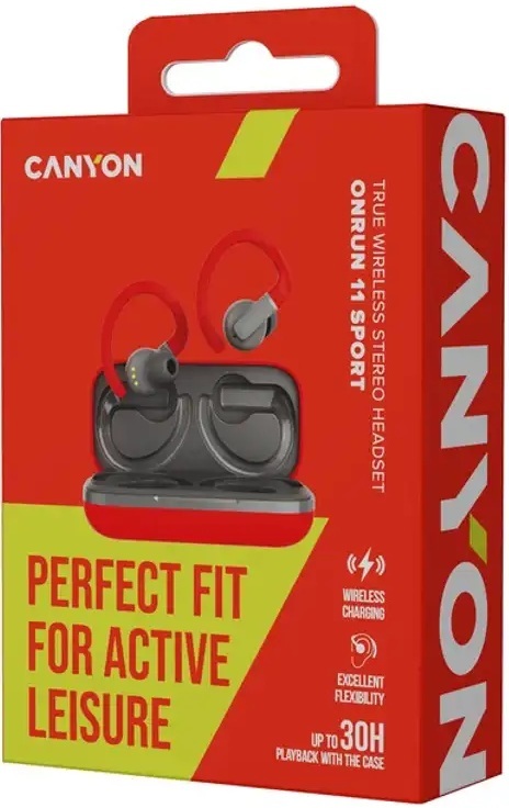 Наушники Canyon OnRun 11 Sport Wireless charge Red (CNS-TWS11R) фото5