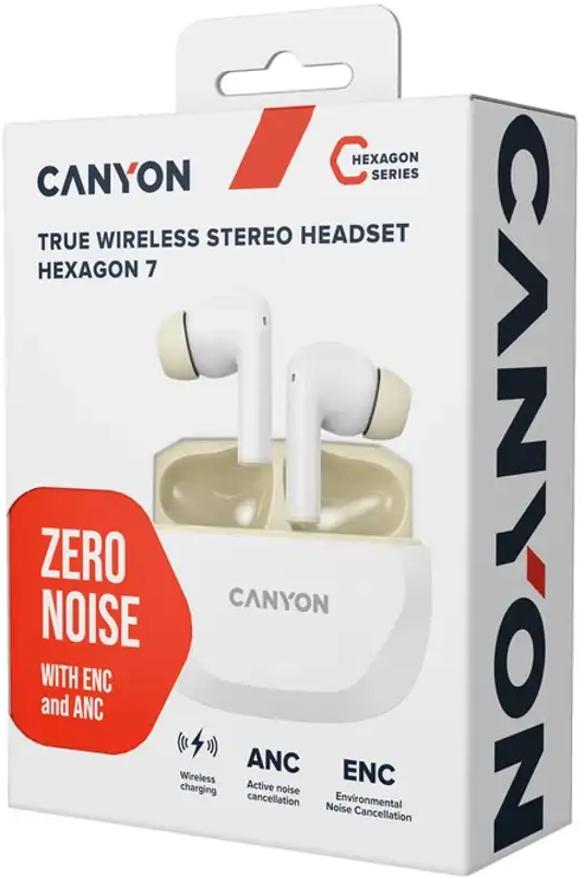 Наушники Canyon HEXAGON 7 TWS ANC ENC White-Beige (CNS-TWS7WB) фото5