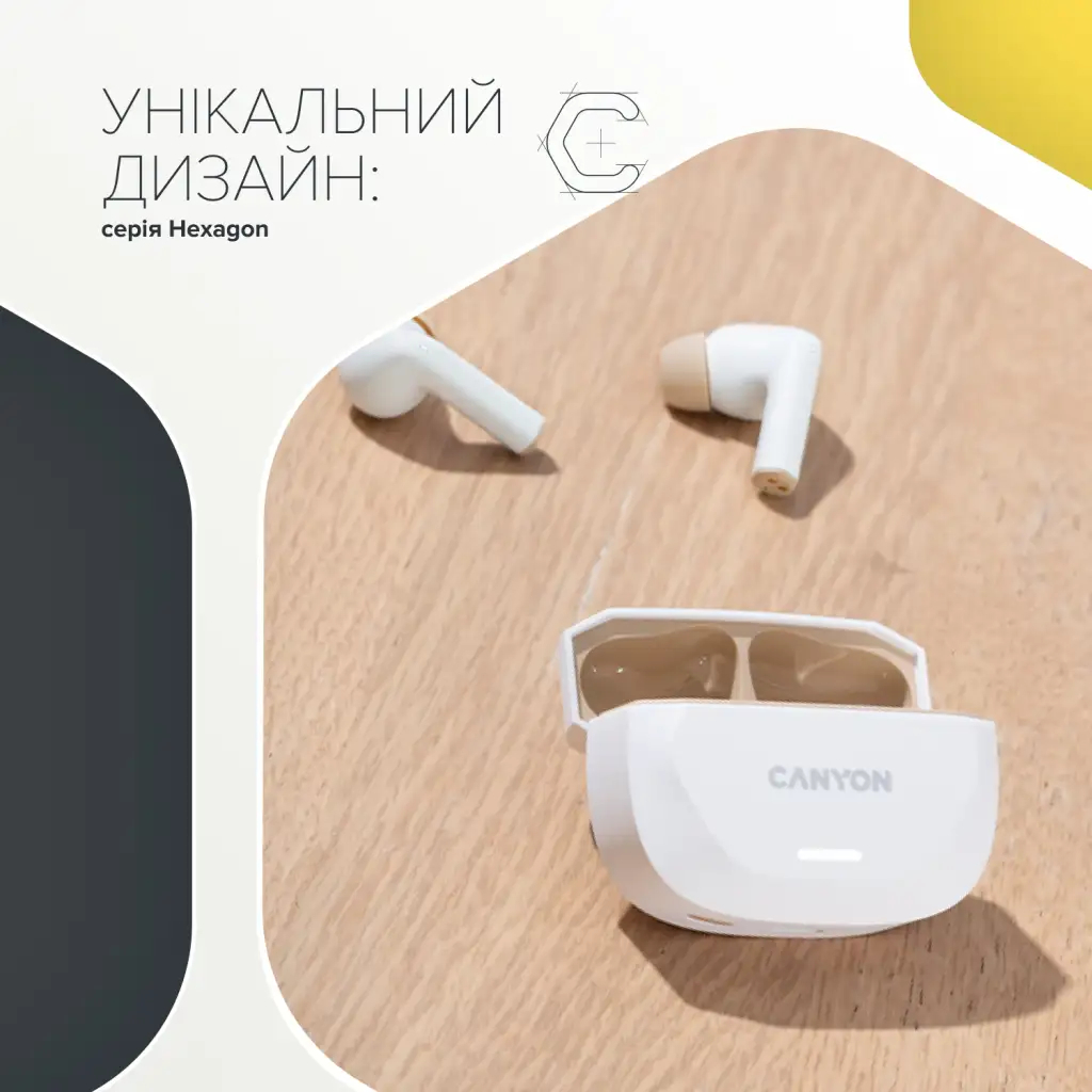 Наушники Canyon HEXAGON 7 TWS ANC ENC White-Beige (CNS-TWS7WB) фото4