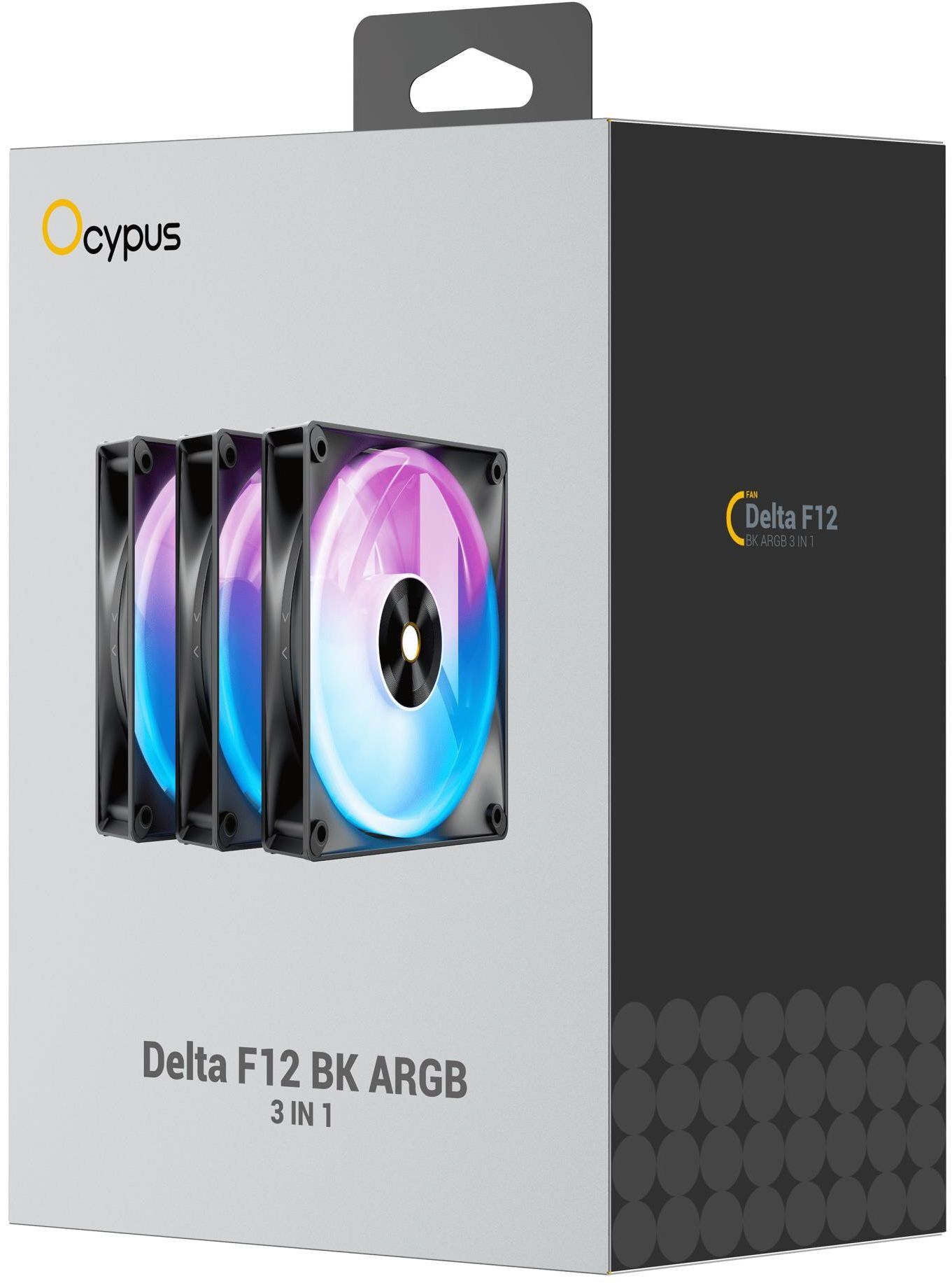 Набор вентиляторов OCYPUS DELTA F12 ARGB 120мм 3 IN 1 Black (DELTA-F12-BK3AM00X-GL) фото5