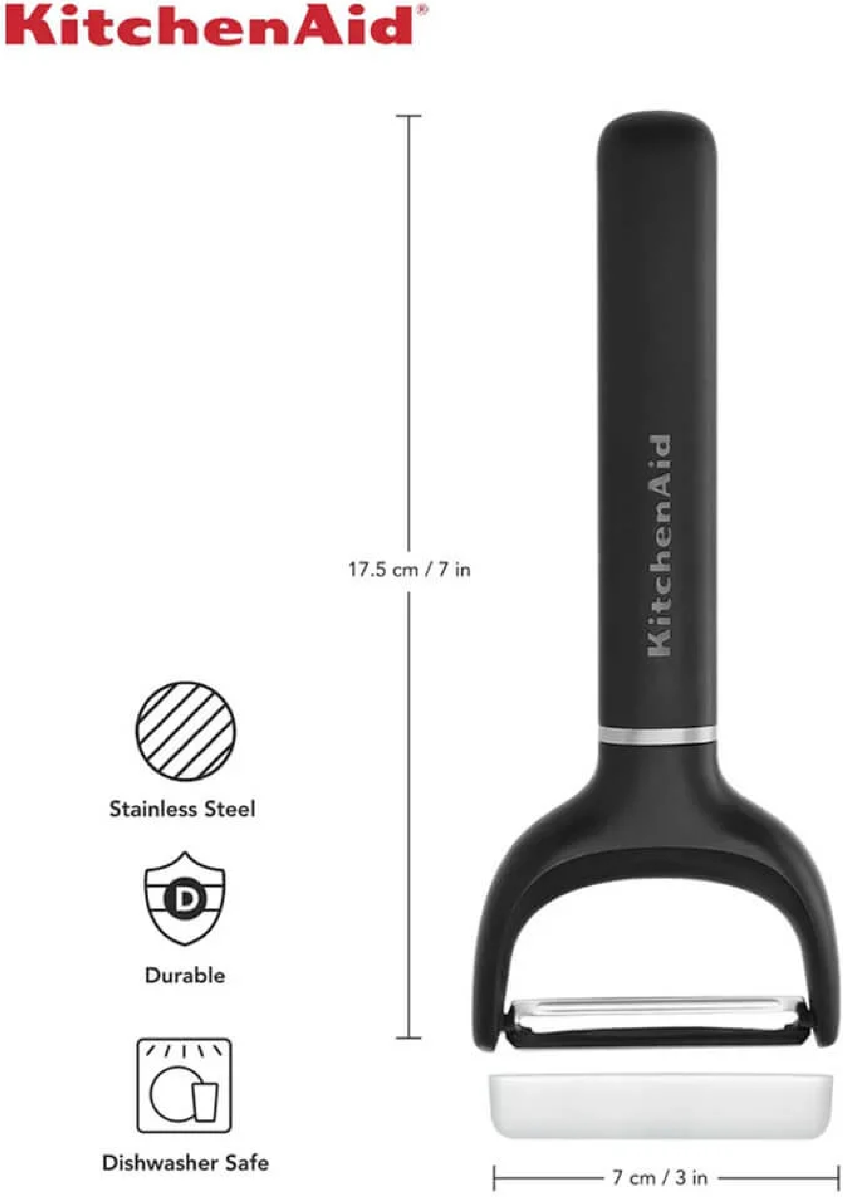 Овочечистка горизонтальна KitchenAid Classic, 17,5 см, чорний (KHH145OHOBEG) фото3