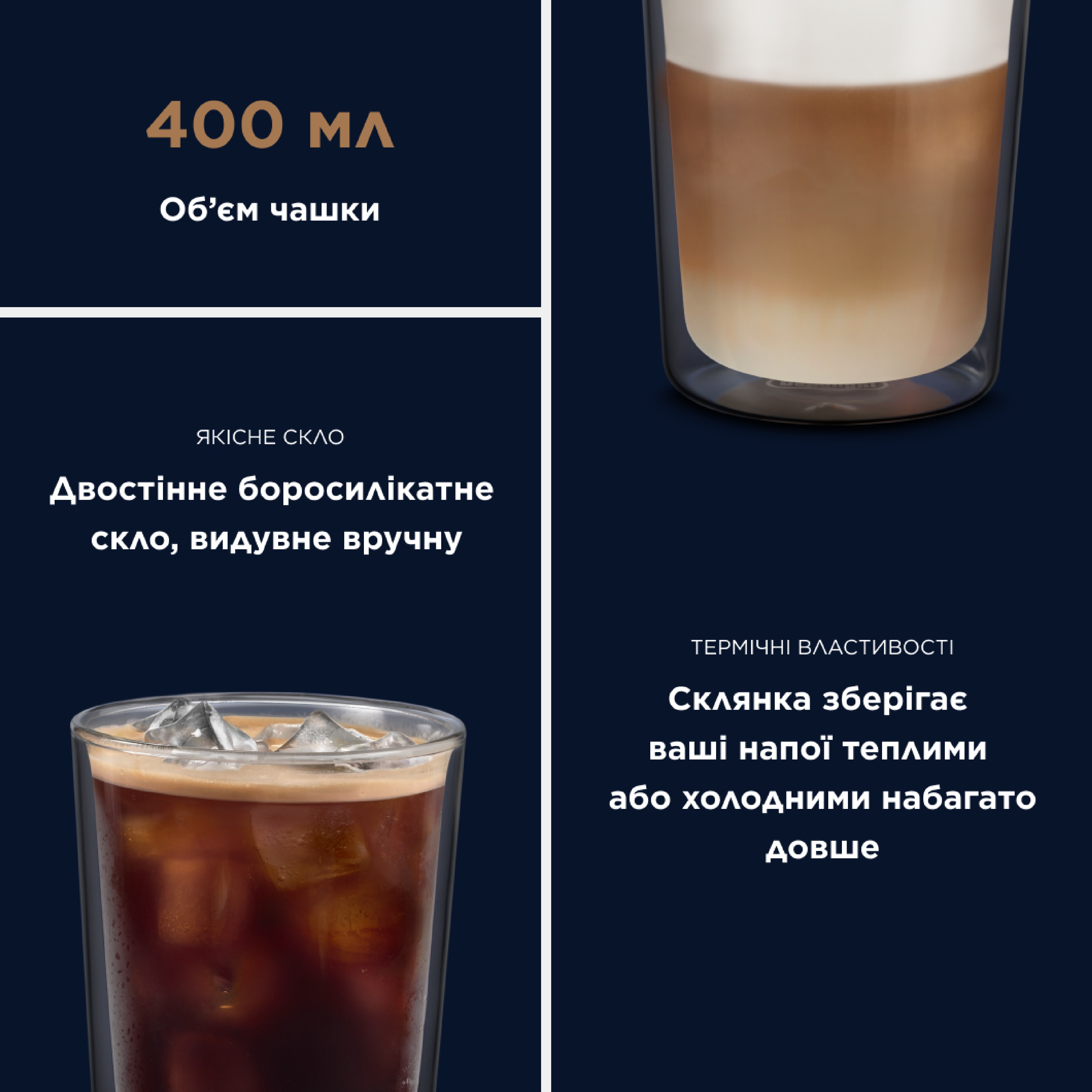 Набір склянок DeLonghi DRINKS, 400 мл, 2шт (DLSC318) фото3