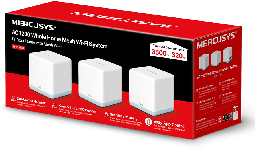 Маршрутизатор MERCUSYS Halo H30 (3-pack) MESH система WiFi5 (Halo_H30(3-pack)) фото4