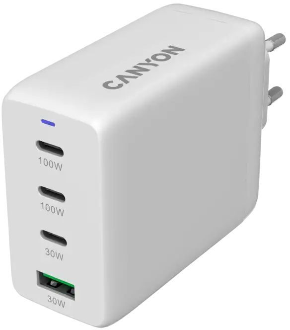 Сетевое зарядное устройство Canyon CU100ACC GaN 100W 3xPD 1xQC EU White (CNS-CUW100ACC) фото3