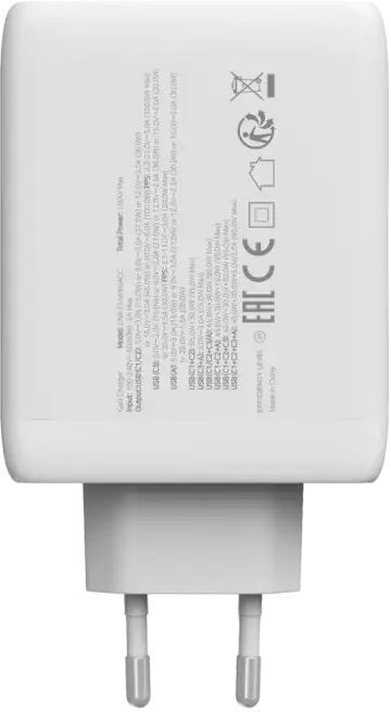 Сетевое зарядное устройство Canyon CU100ACC GaN 100W 3xPD 1xQC EU White (CNS-CUW100ACC) фото2