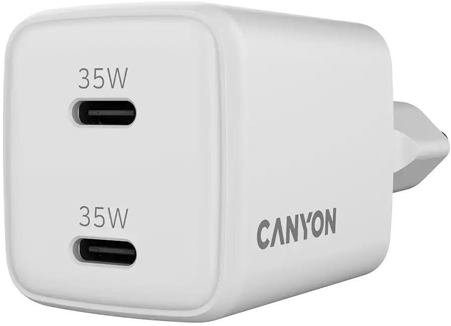 Сетевое зарядное устройство Canyon CU35CC GaN 35W 2xPD EU White (CNS-CUW35CC) фото4