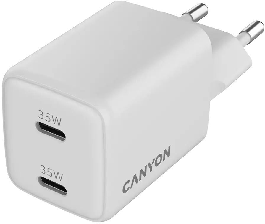 Сетевое зарядное устройство Canyon CU35CC GaN 35W 2xPD EU White (CNS-CUW35CC) фото3