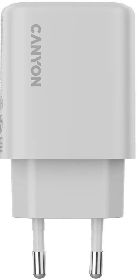 Сетевое зарядное устройство Canyon OnCharge 200 20W 1xPD 1xQC EU White (CNE-CHA200-21) фото3