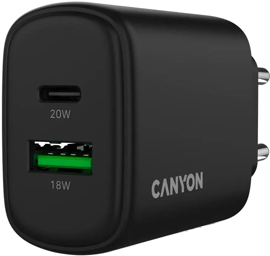 Сетевое зарядное устройство Canyon OnCharge 200 20W 1xPD 1xQC EU Black (CNE-CHA200-31) фото5