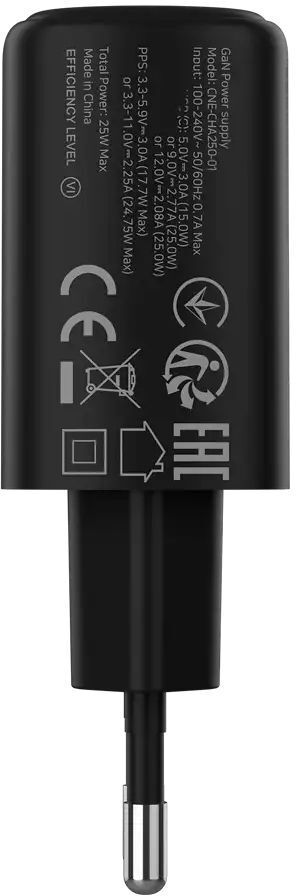 Сетевое зарядное устройство Canyon OnCharge 250 25W 1xPD EU Black (CNE-CHA250-11) фото2