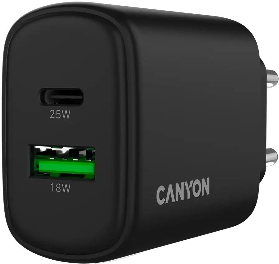 Сетевое зарядное устройство Canyon OnCharge 250 25W 1xPD 1xQC EU Black (CNE-CHA250-31) фото5