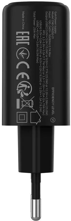 Сетевое зарядное устройство Canyon OnCharge 250 25W 1xPD 1xQC EU Black (CNE-CHA250-31) фото2