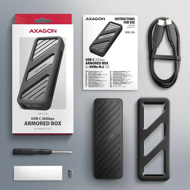Внешний карман для SSD-накопителей Axagon USB-C 20Gbps - M.2 NVMe SSD (EEM2-20G) фото3