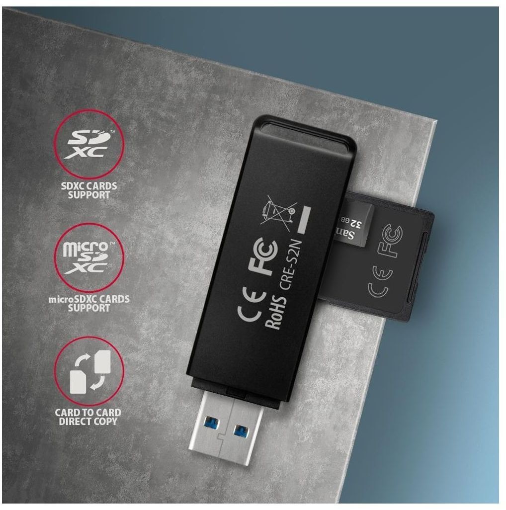 Кардрідер Axagon SuperSpeed USB-A card reader 9CRE-S2N) фото3