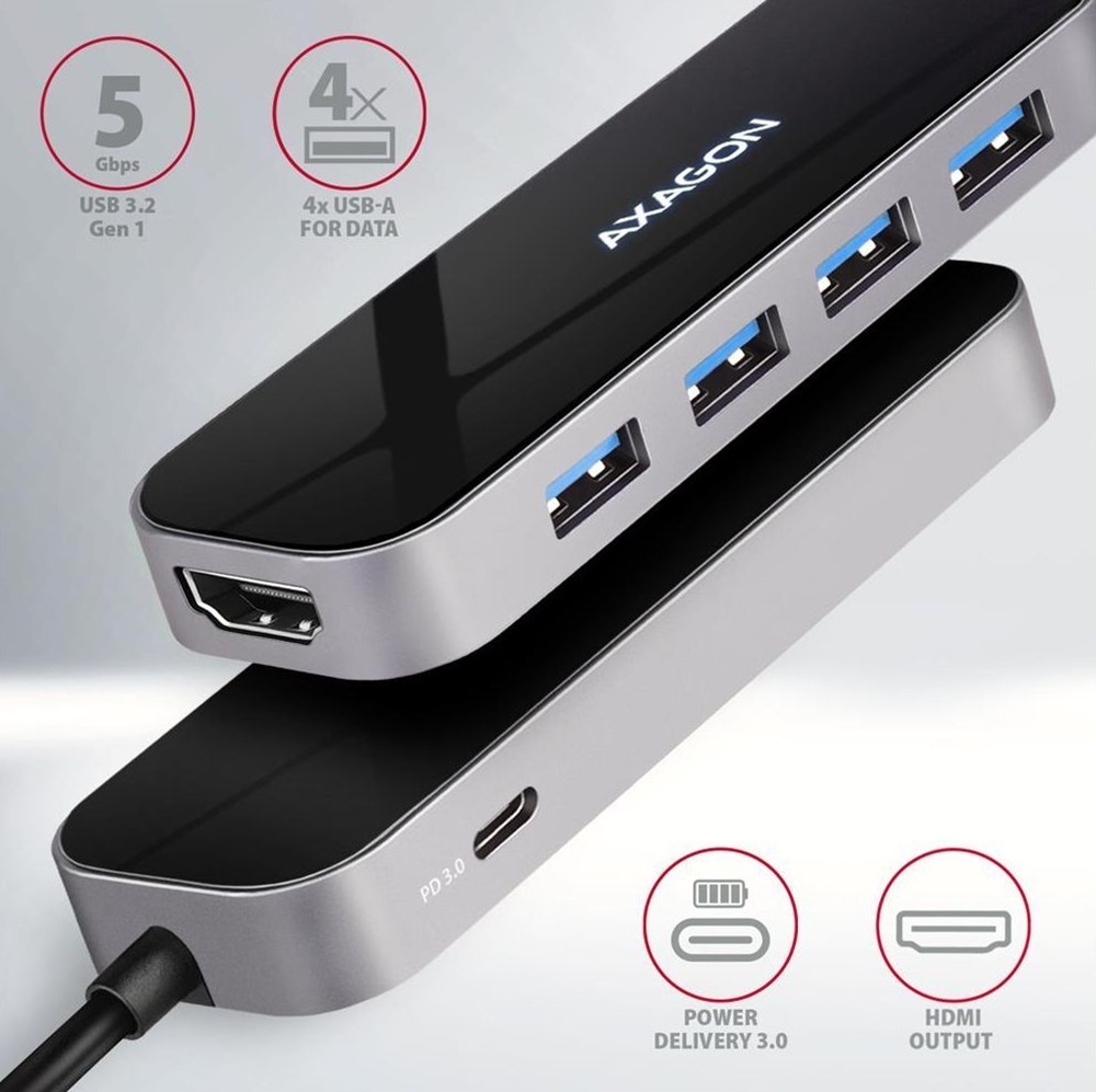 Концентратор Axagon USB-C 6IN1 0.2M (HMC-6H4A) фото