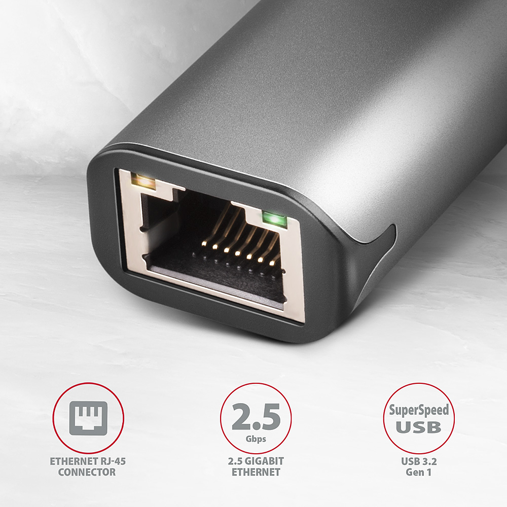 Мережевий адаптер Axagon ADE-25RC SuperSpeed USB-C 2.5 gigabit, сірий фото2