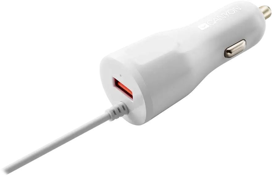 Автомобильное зарядное устройство Canyon C-033 2.4A/USB-A built-in Lightning White (CNE-CCA033W) фото2