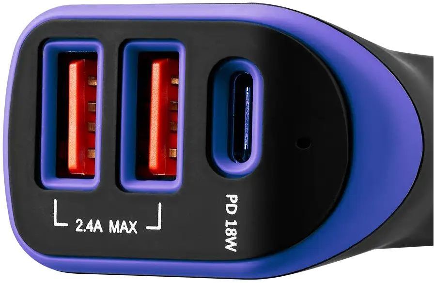 Автомобильное зарядное устройство Canyon C-08 18W 3xUSB Black-Purple (CNE-CCA08PU) фото3