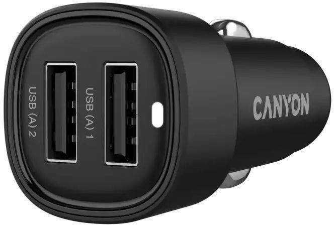 Автомобильное зарядное устройство Canyon OnDrive 24 24W 2xUSB-A Black (CNE-CCABR2AA) фото4