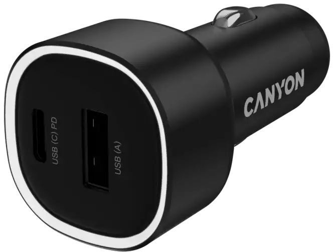 Автомобильное зарядное устройство Canyon OnDrive 48 PD 48W USB-A USB-C Black (CNE-CCABR3AC) фото