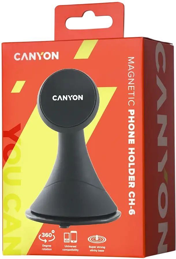 Автомобільний тримач Canyon CH-6 Magnetic Black (CNE-CCHM6) фото