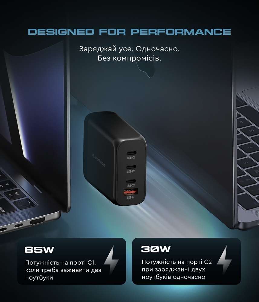Мережевий зарядний пристрій ArmorStandart Resolute Power ARP-131 100W GaN Black (ARM70024) фото3
