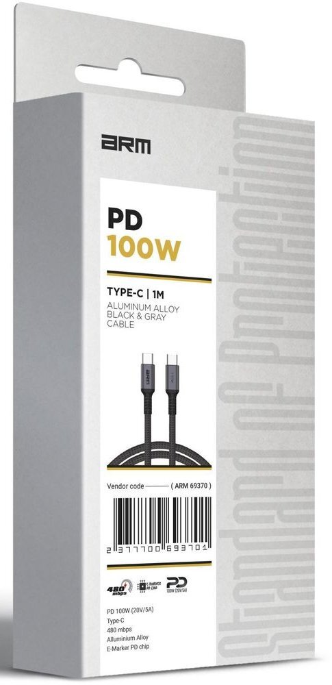 Кабель ArmorStandart PD 100W Aluminum Alloy 1m Black-Grey (ARM69370) фото