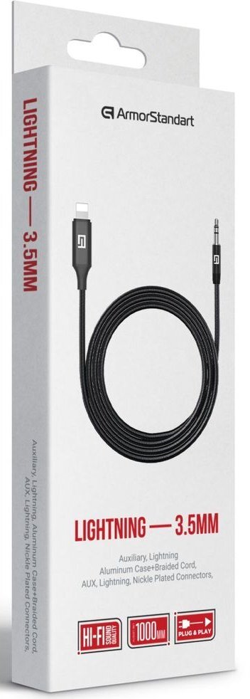 Кабель ArmorStandart Lightning Male to 3.5mm (mini-Jack) Male 1m Black (ARM76889) фото3