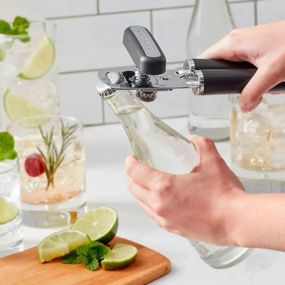 Открывачка для банок и бутылок KitchenAid Classic, 21 см, черный (KCG199OHOBE) фото
