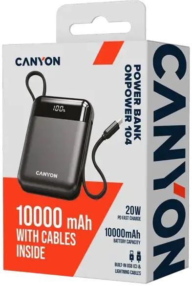 Портативний акумулятор Canyon OnPower 104 10000mAh Black (CNS-CPB104B) фото