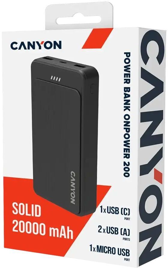 Портативний акумулятор Canyon OnPower 200 20000mAh Black (CNS-CPB200B) фото