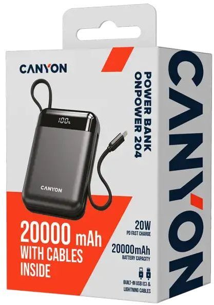 Портативний акумулятор Canyon OnPower 204 20000mah Black (CNS-CPB204B) фото