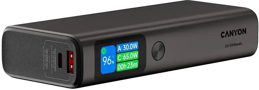 Портативный аккумулятор Canyon OnPower 230 TFT 20000mAh PD130W Dark Grey (CNS-CPB230DG) фото4