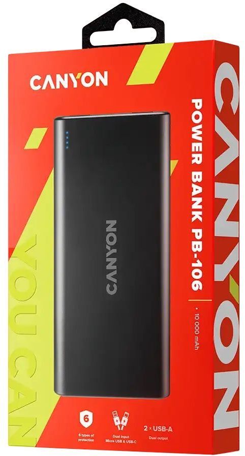 Портативний акумулятор Canyon PB-106 10000mAh Black (CNE-CPB1006B) фото3