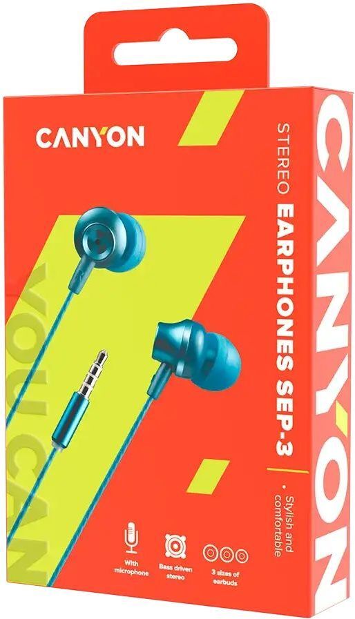 Наушники Canyon SEP-3 Mic Blue Green (CNS-CEP3BG) фото3