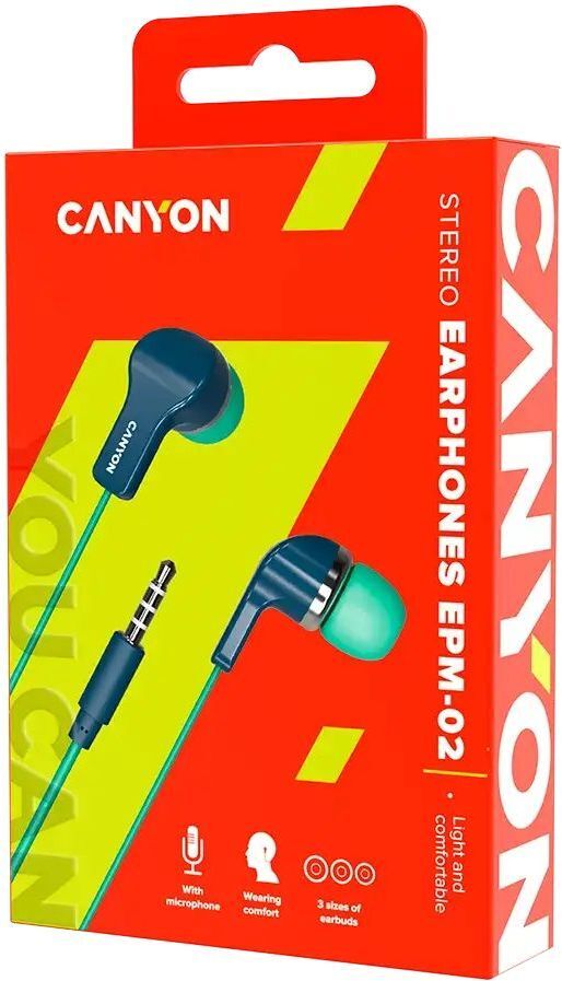 Наушники Canyon EPM-02 Mic Blue Green (CNS-CEPM02GBL) фото