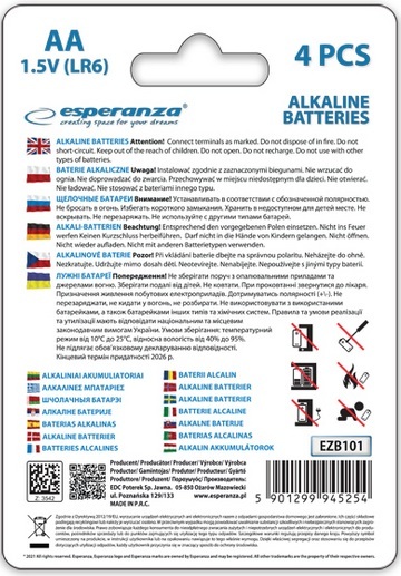 Батарейка Esperanza AA 4 шт (EZB101) фото