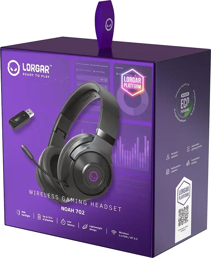 Ігрова гарнітура Lorgar Noah 702 Wireless Gaming Headset Black (LRG-GHS702) фото9