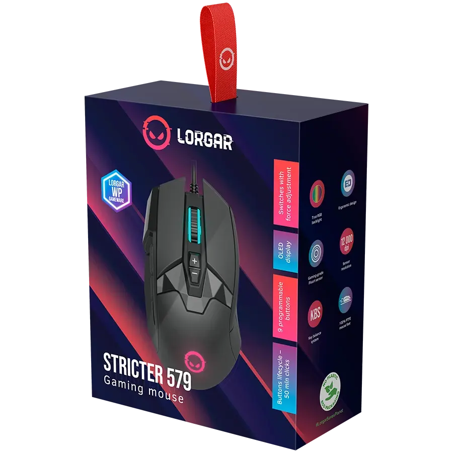 Игровая мышь Lorgar Stricter 579 RGB LCD Wired USB Black (LRG-GMS579) фото8