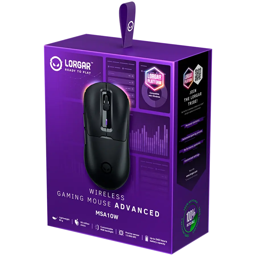 Игровая мышь Lorgar MSA10W Wireless Gaming Black (LRG-MSA10W-BK) фото8
