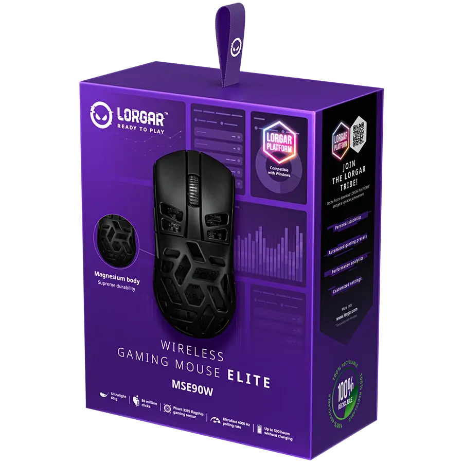 Игровая мышь Lorgar MSE90W Wireless Gaming Mouse Elite Black (LRG-MSE90W-BK) фото11