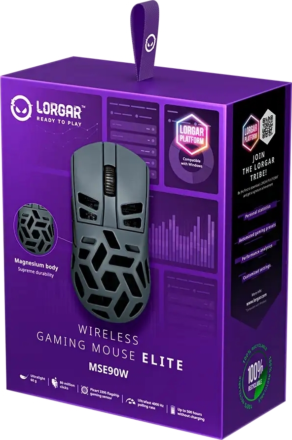 Игровая мышь Lorgar MSE90W Wireless Gaming Mouse Elite Dark Grey (LRG-MSE90W-DG) фото11