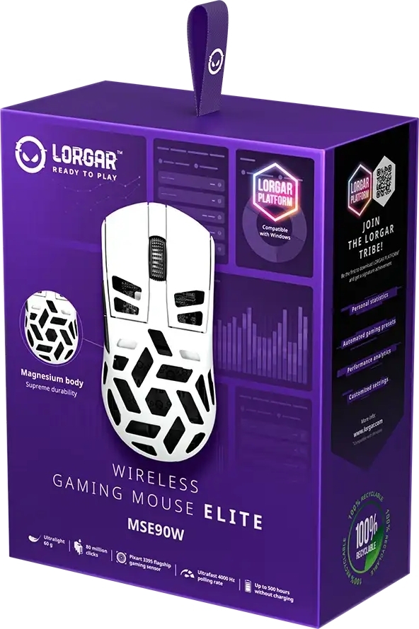 Игровая мышь Lorgar MSE90W Wireless Gaming Mouse Elite White (LRG-MSE90W-WH) фото11