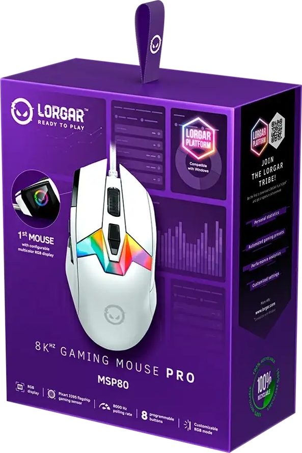 Игровая мышь Lorgar MSP80 Wired Gaming Mouse Pro White (LRG-MSP80-WH) фото8