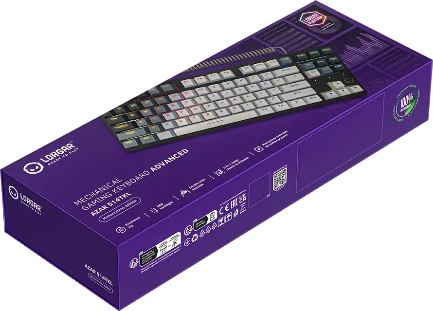 Игровая клавиатура Lorgar Azar 514TKL EN/UA Mechanical RGB White (LRG-GK514TKL-WH-UA) фото