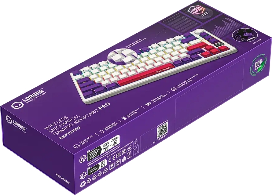 Игровая клавиатура Lorgar KBP7075W Wireless Gaming Mechanical Pro White (LRG-KBP7075W-WH-US) фото10